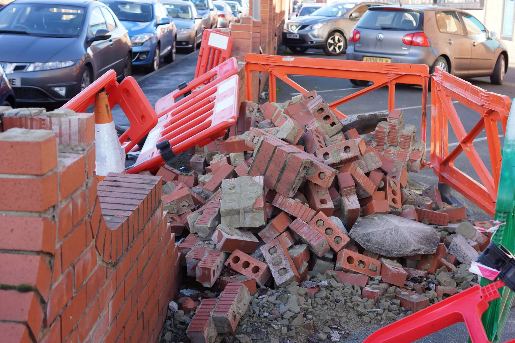 Boundary Wall Rebuild after Vehicle Impact, Holbeck, before