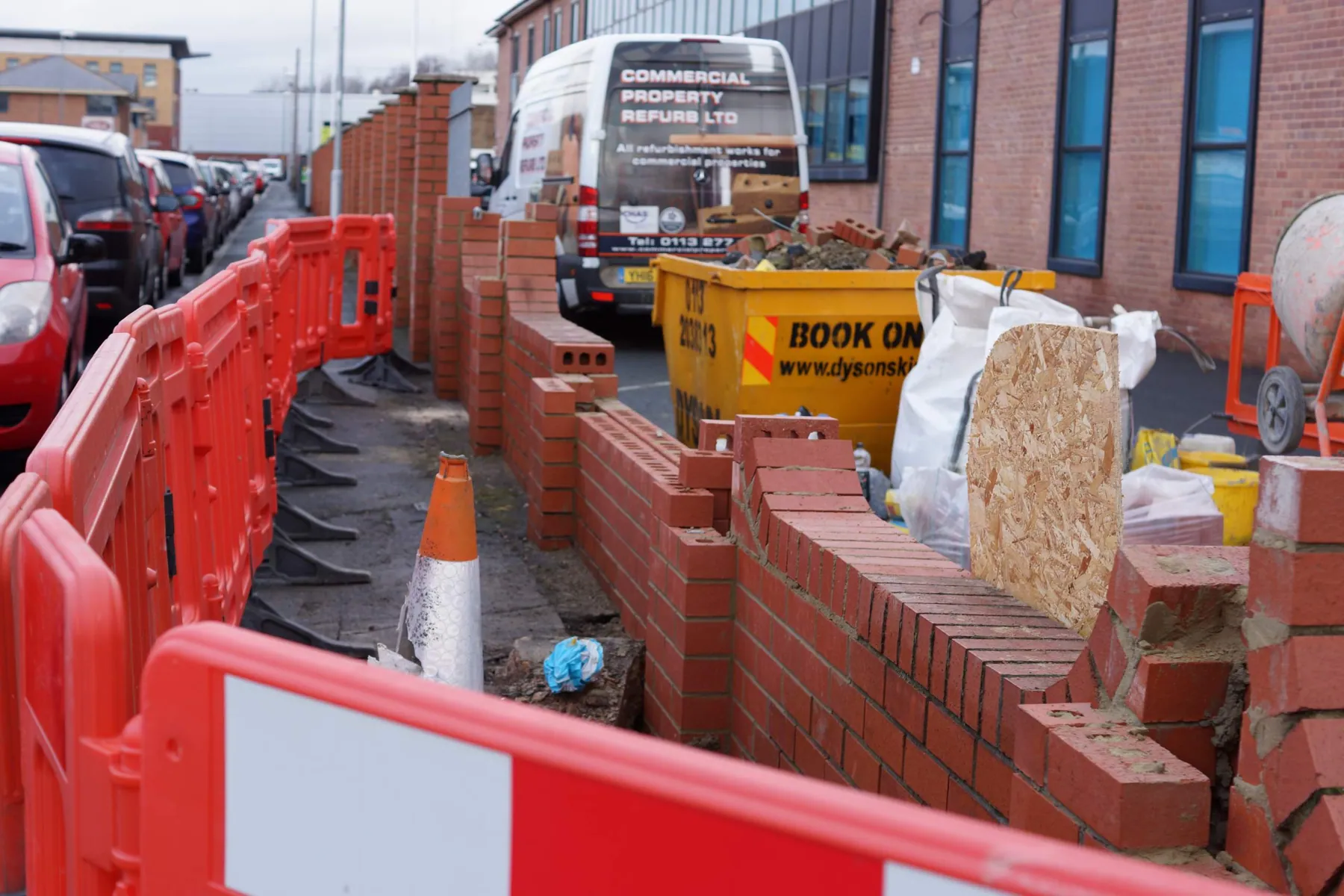 Boundary Wall Rebuild after Vehicle Impact, Holbeck, before