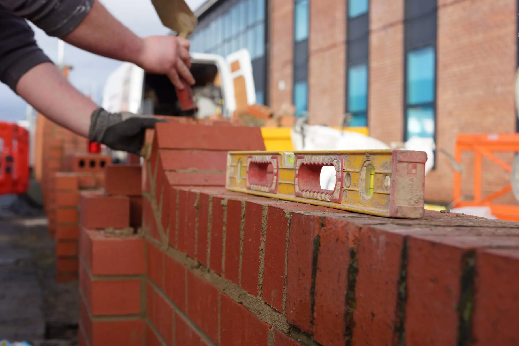 Boundary Wall Rebuild after Vehicle Impact, Holbeck, in progress