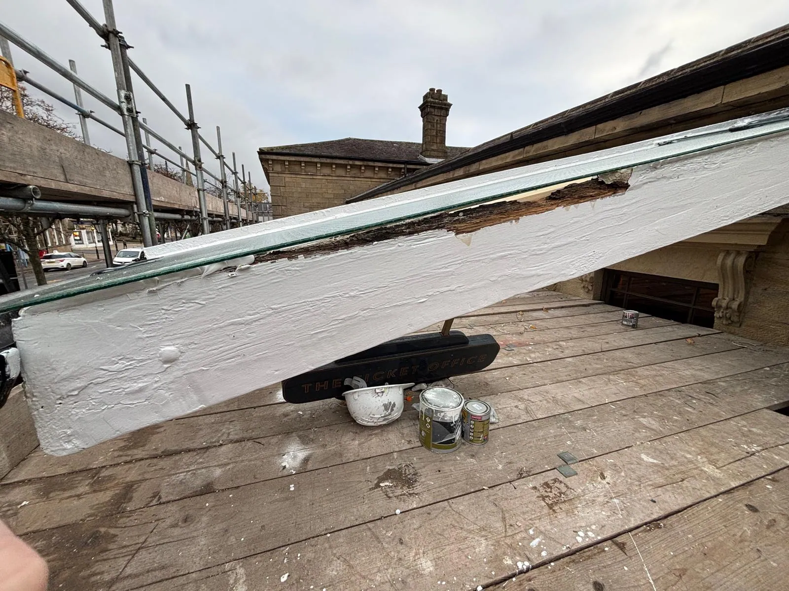 Ilkley Station Plaza, Glass Canopy Repair, in progress